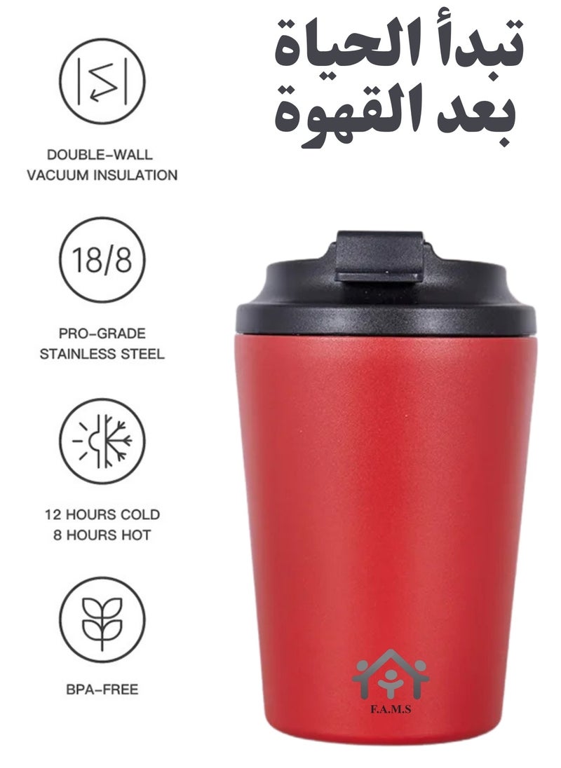 F.A.M.S Travel Coffee Mug - Stainless Steel Insulated Tumbler with Leak-Proof Lid, Solid & Metallic Colors, Keeps Beverages Hot or Cold, Perfect for Commute, Office, or Travel  - Image 2