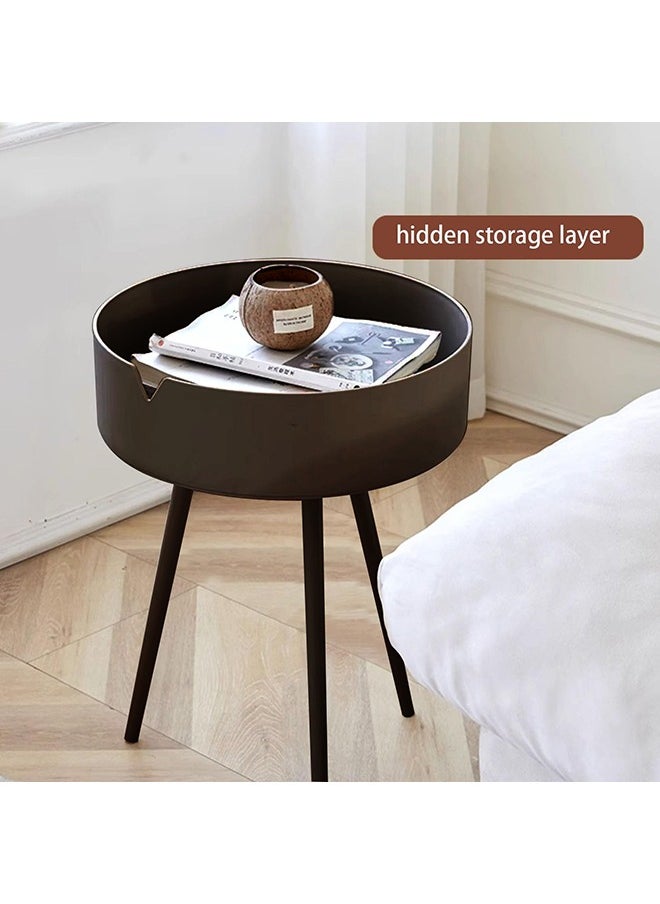 XiuWoo - Round Side Table Small Coffee Table End Table for Living Room Bedroom Small Space Wooden Bedside Table Easy Assemble Side Table for Small Space - Image 1
