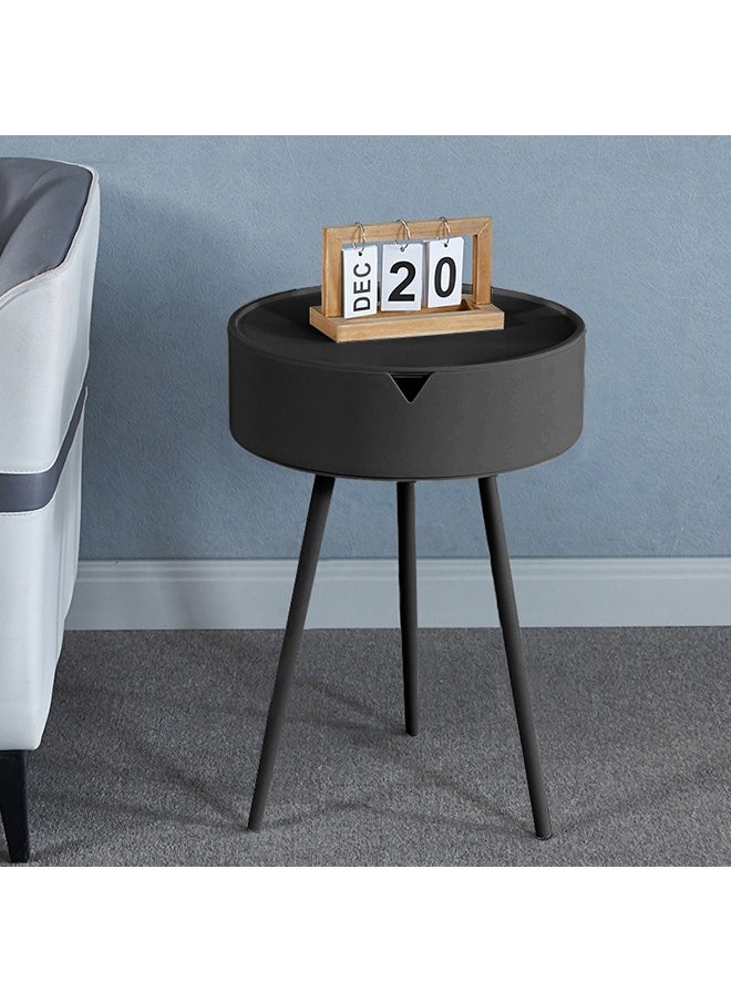 XiuWoo - Round Side Table Small Coffee Table End Table for Living Room Bedroom Small Space Wooden Bedside Table Easy Assemble Side Table for Small Space - Image 1