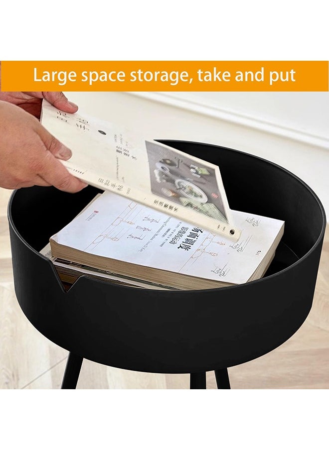 XiuWoo - Round Side Table Small Coffee Table End Table for Living Room Bedroom Small Space Wooden Bedside Table Easy Assemble Side Table for Small Space - Image 1