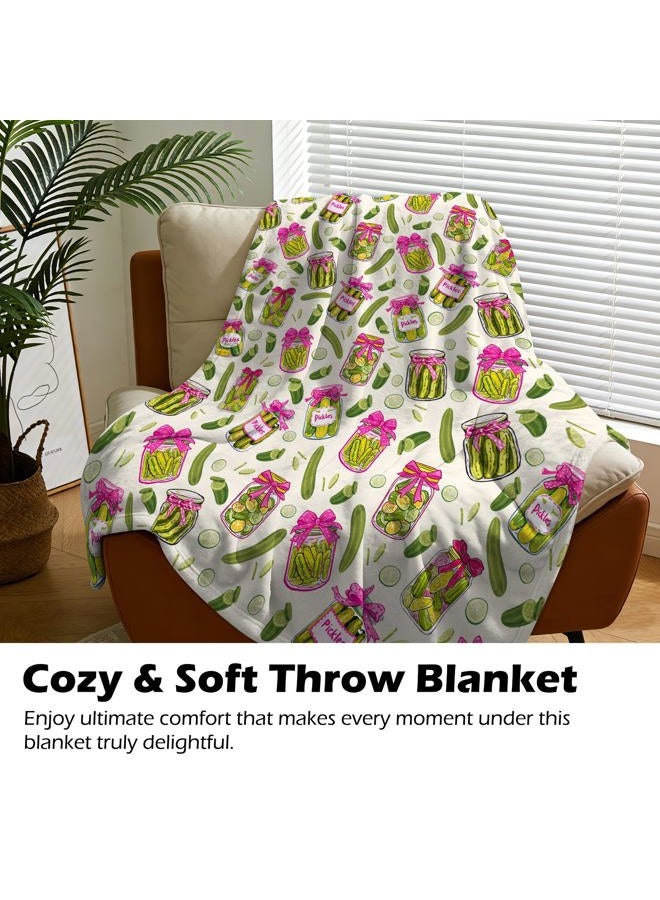 tgruihm Pickle Gifts Blanket - 50 x 60 Inch Cozy Blankets Pickled Cucumber Throw Blanket for Girls, Soft Flannel Blankets for Bed Couch, Kimchi Sofa Stuff Decor for Women, Gift for Pickles Lover - Image 5