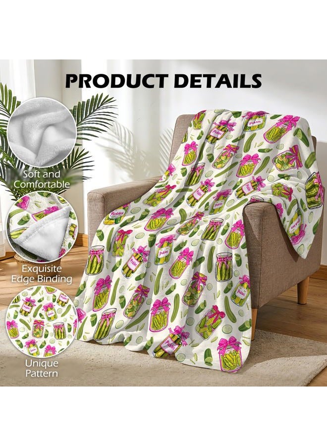 tgruihm Pickle Gifts Blanket - 50 x 60 Inch Cozy Blankets Pickled Cucumber Throw Blanket for Girls, Soft Flannel Blankets for Bed Couch, Kimchi Sofa Stuff Decor for Women, Gift for Pickles Lover - Image 3