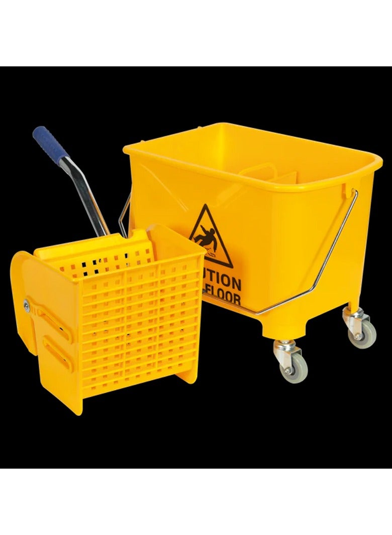 DubaiGallery Mop Bucket with Wheel and Wringer - 20 Liters, Yellow - Image 1