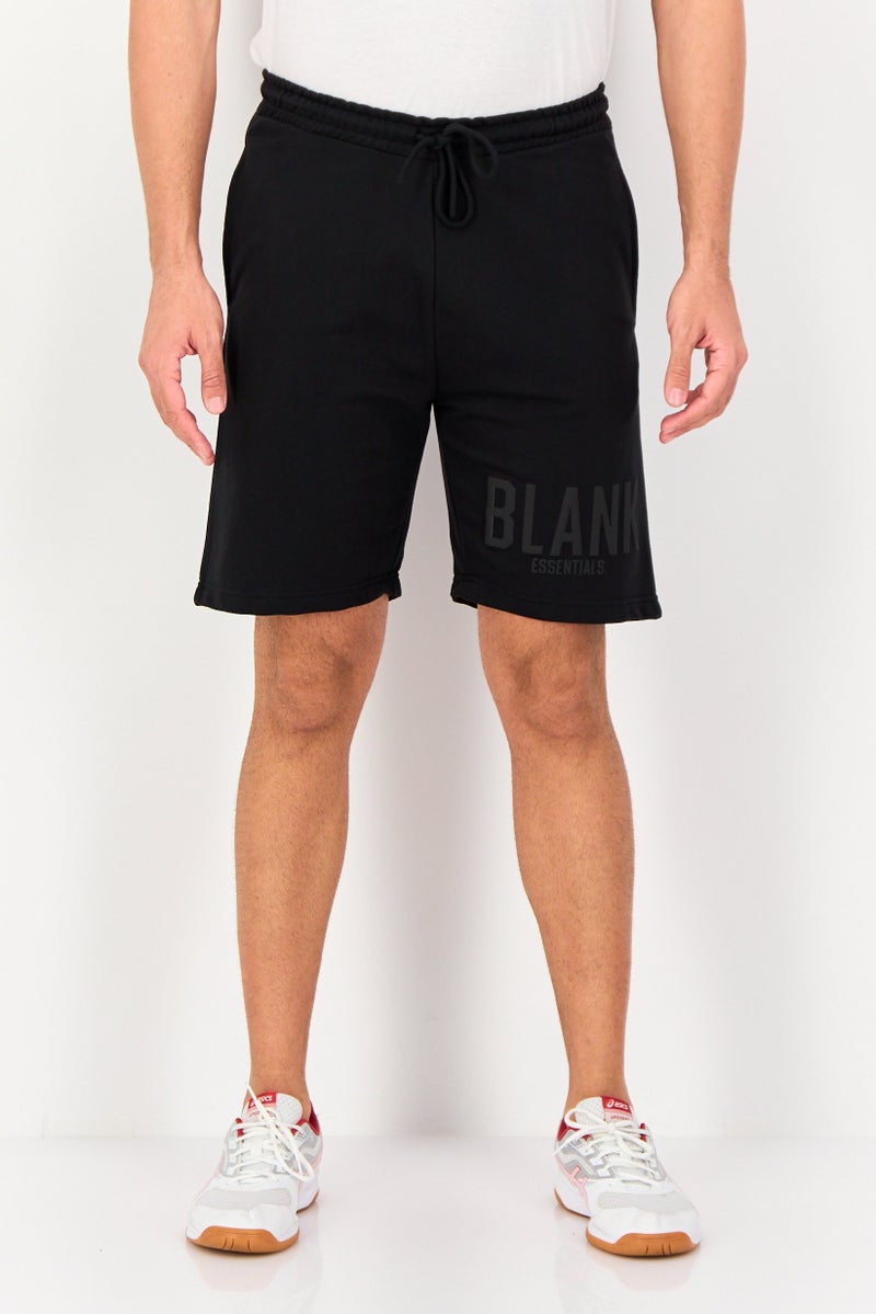 Blank Essentials Men Brand Logo Basic Shorts, Black - Image 1