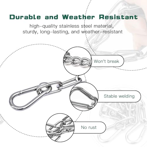 HAVANSIDY 2PCS Stainless Steel Gate Chain Lock - 24 Inch Chain Link with Double-Ended Carabiners for Outdoor Fence and Metal Gates - Secure Gate Latches and Locks for Cow, Horse, Dog, Pet Cages - Image 3