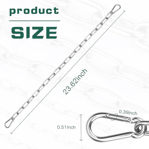 HAVANSIDY 2PCS Stainless Steel Gate Chain Lock - 24 Inch Chain Link with Double-Ended Carabiners for Outdoor Fence and Metal Gates - Secure Gate Latches and Locks for Cow, Horse, Dog, Pet Cages - Image 2