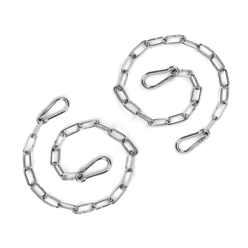 HAVANSIDY 2PCS Stainless Steel Gate Chain Lock - 24 Inch Chain Link with Double-Ended Carabiners for Outdoor Fence and Metal Gates - Secure Gate Latches and Locks for Cow, Horse, Dog, Pet Cages - Image 1