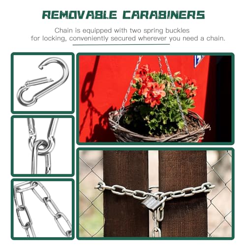 HAVANSIDY 2PCS Stainless Steel Gate Chain Lock - 24 Inch Chain Link with Double-Ended Carabiners for Outdoor Fence and Metal Gates - Secure Gate Latches and Locks for Cow, Horse, Dog, Pet Cages - Image 4