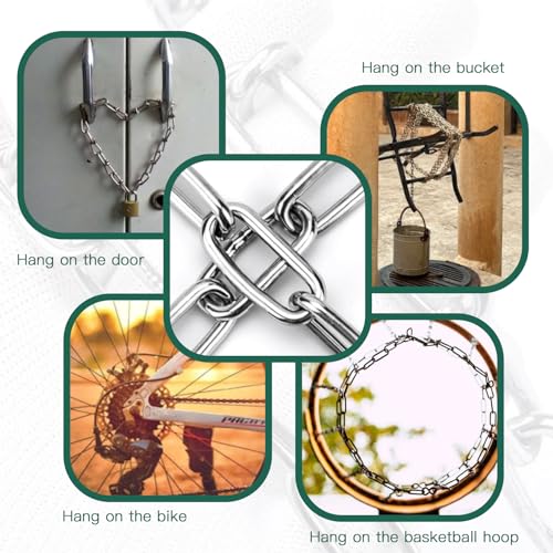 HAVANSIDY 2PCS Stainless Steel Gate Chain Lock - 24 Inch Chain Link with Double-Ended Carabiners for Outdoor Fence and Metal Gates - Secure Gate Latches and Locks for Cow, Horse, Dog, Pet Cages - Image 5