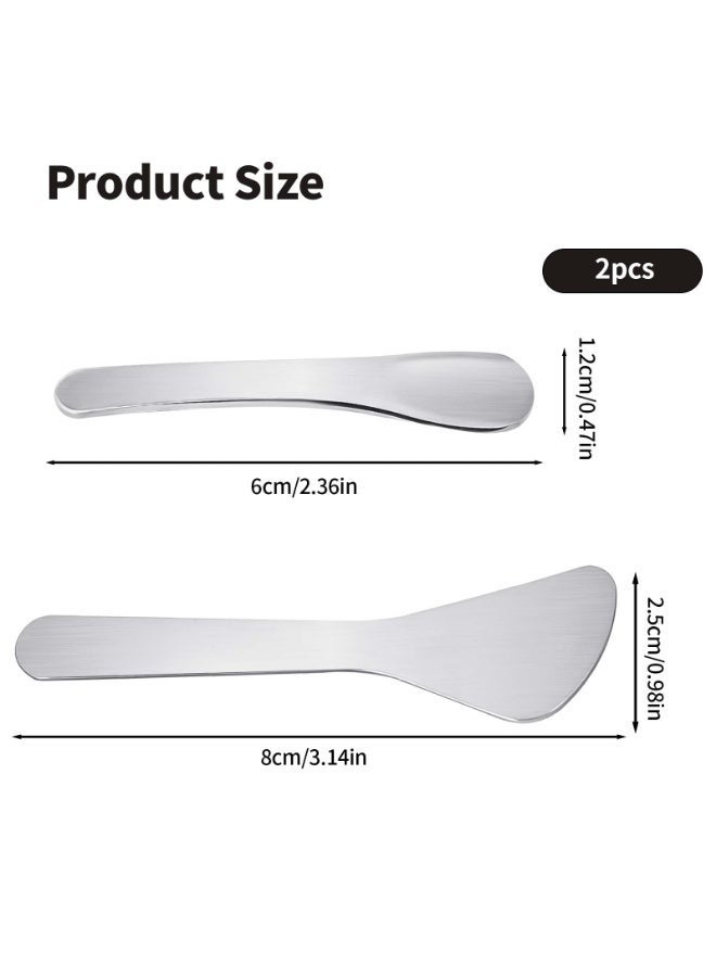 2Pcs Mini Metal Cosmetic Spatulas, Skincare Spatula for Eye Cream, Essence & Facial Mask, Beauty Tool for Mixing and Sampling Skin Care Products - Image 2