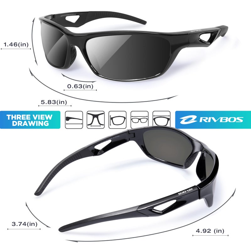 RIVBOS Polarized Sports Sunglasses Driving Sunglasses Shades for Men Women Tr90 Frame for Cycling Fishing Running RB831 - Image 3