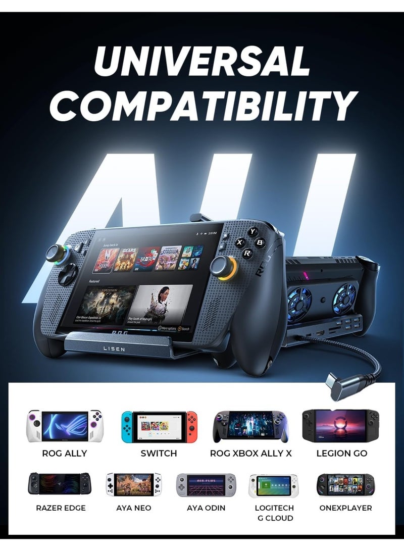 10-in-1 Docking Station for Steam Deck OLED, Dual Cooling Fan Dock with 4K@60Hz HDMI, 100W PD Charging, Gigabit Ethernet, 5 USB Ports, USB-C Hub Compatible with ROG Ally & Legion Go - Image 4