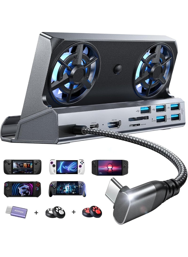 10-in-1 Docking Station for Steam Deck OLED, Dual Cooling Fan Dock with 4K@60Hz HDMI, 100W PD Charging, Gigabit Ethernet, 5 USB Ports, USB-C Hub Compatible with ROG Ally & Legion Go - Image 1