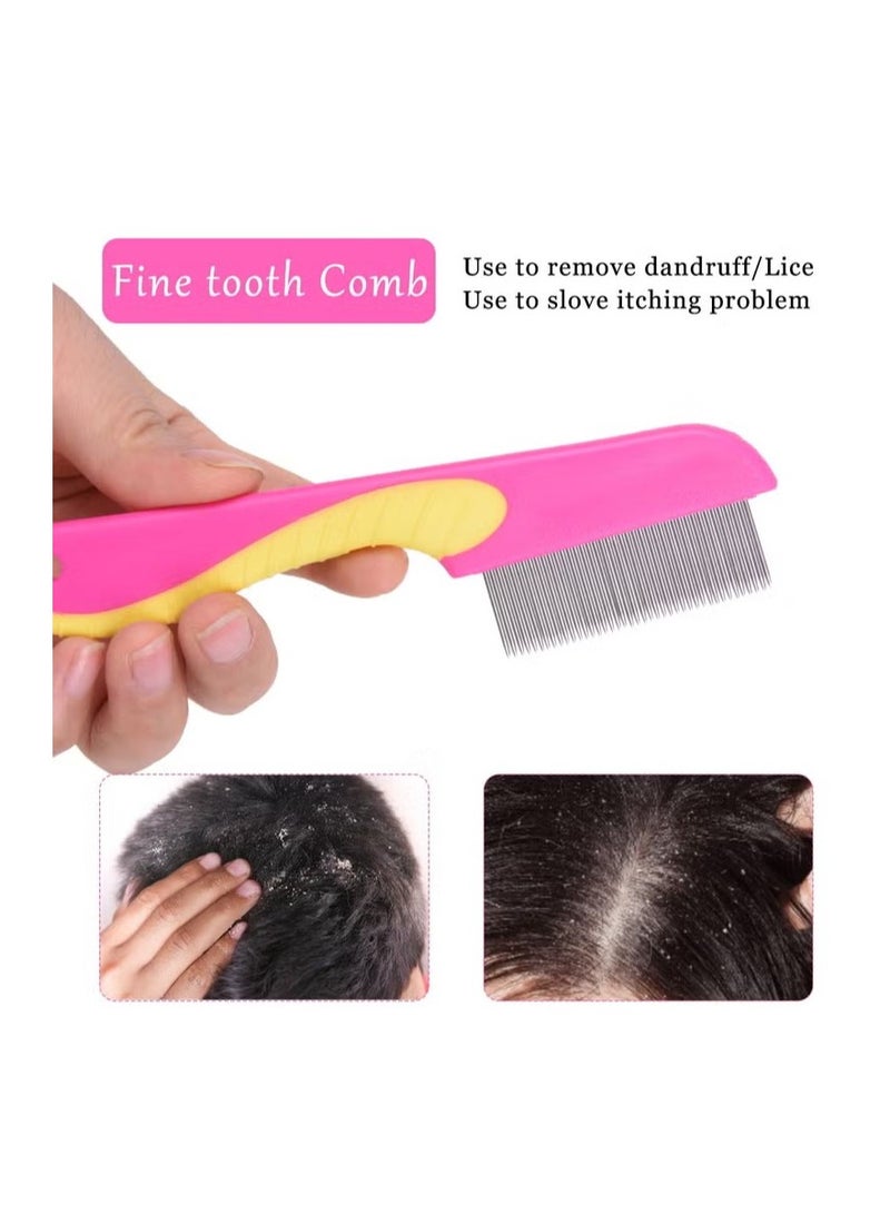 4 قطع من أمشاط القمل، مشط من الفولاذ المقاوم للصدأ بأسنان دقيقة ومشط مضاد للقشرة، مشط احترافي للشعر بأسنان دقيقة للأطفال والبالغين والحيوانات الأليفة والكلاب ذات الشعر الطويل/القصير - Image 2