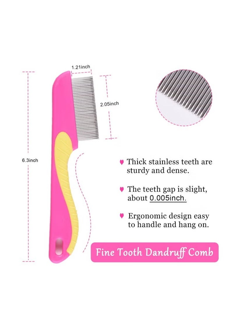4 قطع من أمشاط القمل، مشط من الفولاذ المقاوم للصدأ بأسنان دقيقة ومشط مضاد للقشرة، مشط احترافي للشعر بأسنان دقيقة للأطفال والبالغين والحيوانات الأليفة والكلاب ذات الشعر الطويل/القصير - Image 3