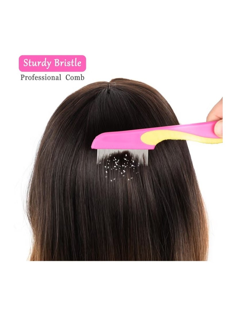 4 قطع من أمشاط القمل، مشط من الفولاذ المقاوم للصدأ بأسنان دقيقة ومشط مضاد للقشرة، مشط احترافي للشعر بأسنان دقيقة للأطفال والبالغين والحيوانات الأليفة والكلاب ذات الشعر الطويل/القصير - Image 5