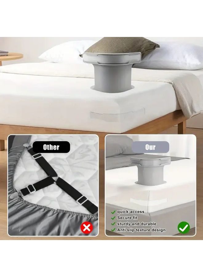 Heavy Duty Bed Sheet Locking Clips Minimalist Gray 4pcs All Mattress Sizes - Image 2