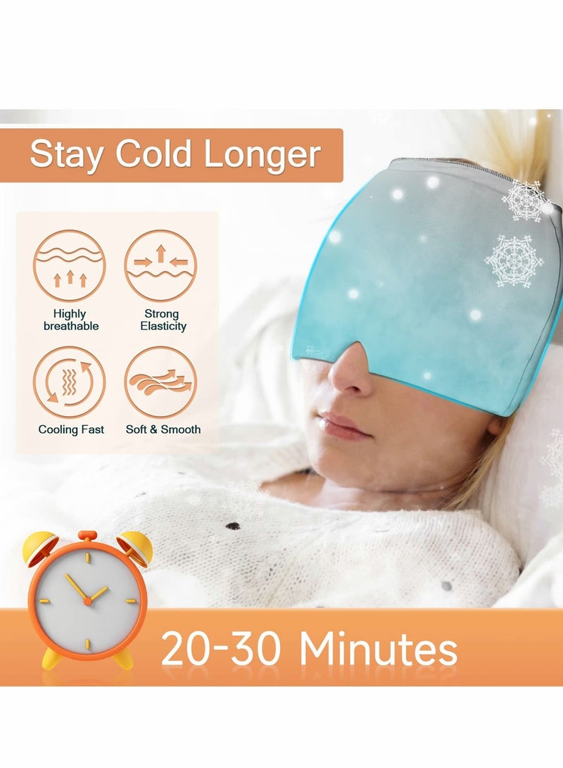 Excefore Ice Head Wrap, Form Fitting Gel Headache Relief Hat, Cold Therapy Mask, Comfortable Strechable Pack Eye Mask for Puffy Eyes, Tension, Sinus and Stress Relief, Gray - Image 2