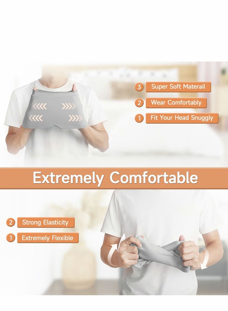 Excefore Ice Head Wrap, Form Fitting Gel Headache Relief Hat, Cold Therapy Mask, Comfortable Strechable Pack Eye Mask for Puffy Eyes, Tension, Sinus and Stress Relief, Gray - Image 4