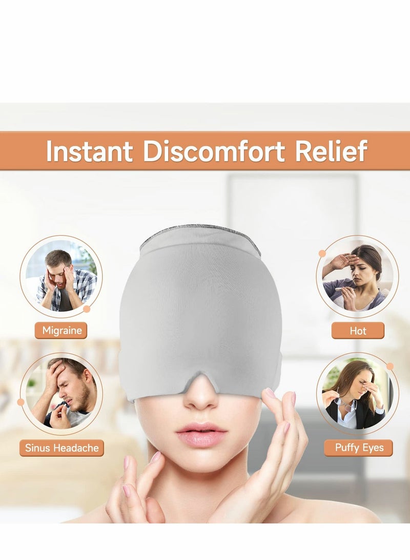 Excefore Ice Head Wrap, Form Fitting Gel Headache Relief Hat, Cold Therapy Mask, Comfortable Strechable Pack Eye Mask for Puffy Eyes, Tension, Sinus and Stress Relief, Gray - Image 5