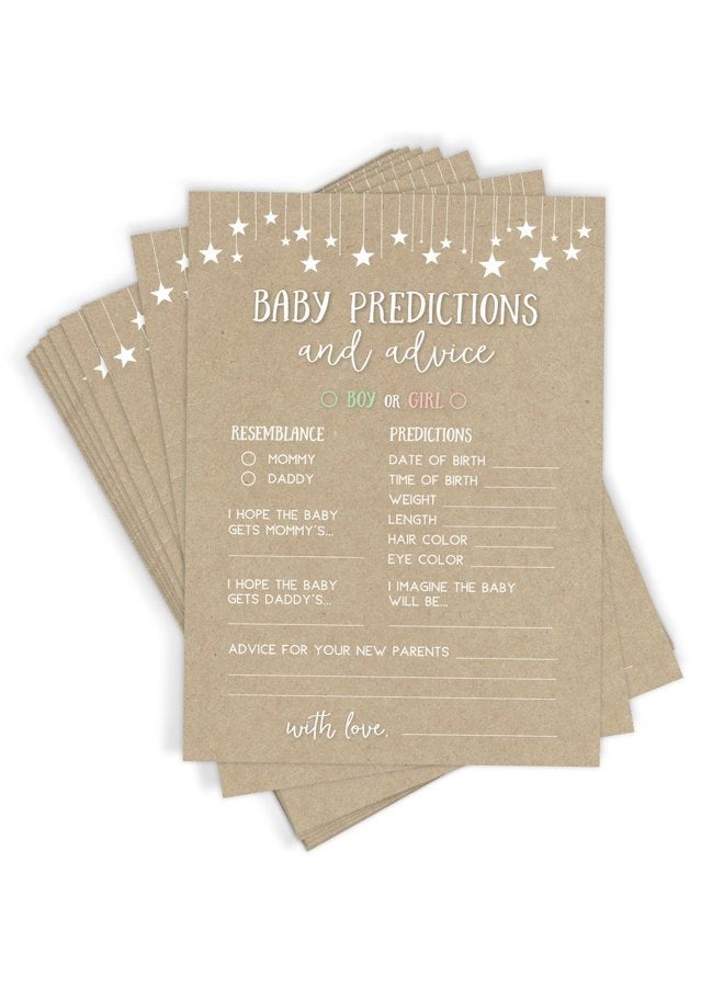 Printed Party Baby Predictions and Advice, Set of 50 Cards, Kraft Baby Shower Game and Activity, Fun, Unique, and Easy to Play - Image 1