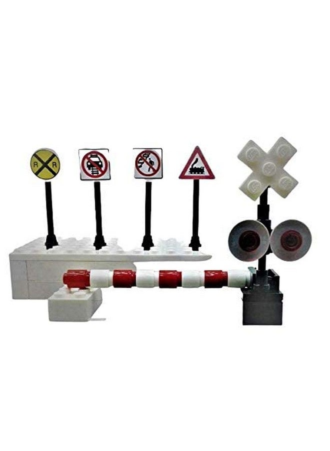 Custom Toys & Hobbies Building Bricks Toys Train Railroad Crossing Signal Crossing Gate 4 Signs City Town Miniature Railroad Modeling Kids AFOL  - Image 3
