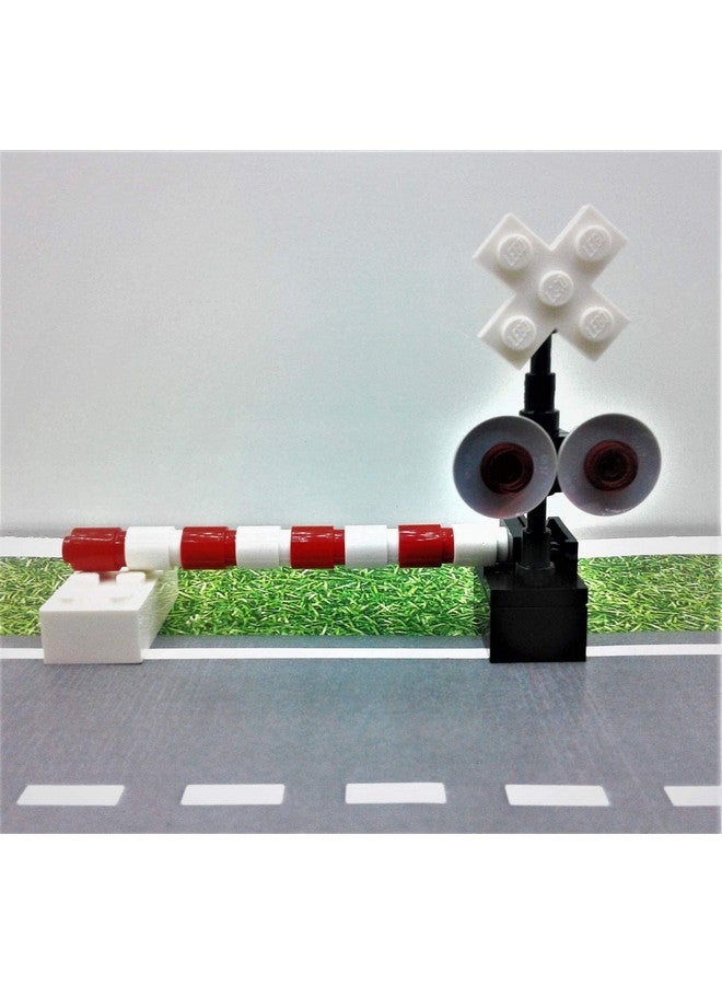 Custom Toys & Hobbies Building Bricks Toys Train Railroad Crossing Signal Crossing Gate 4 Signs City Town Miniature Railroad Modeling Kids AFOL  - Image 5