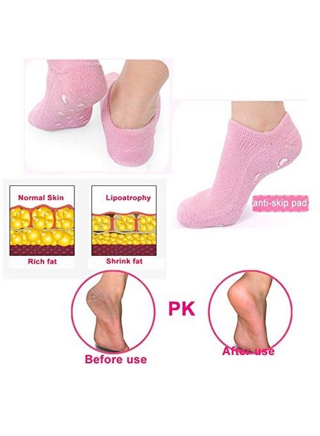 Baskety Moisturizing Gel SocksUltraSoft with Spa Quality Gel for Moisturizing Vitamin E and Oil Infused Gel Socks Helps Repair Dry Cracked Skins FREE FOOT PILE (2 Pair PINK BLUE) - Image 5