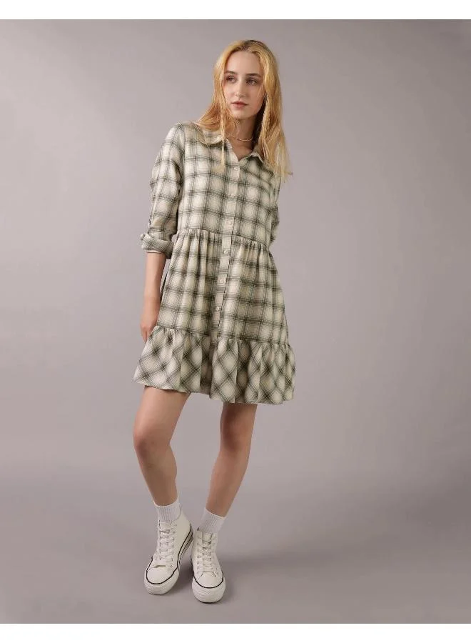 American Eagle Plaid Ruffle Dress