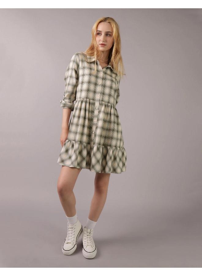 American Eagle Plaid Ruffle Dress - Image 1