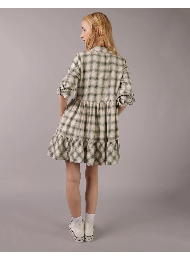 American Eagle Plaid Ruffle Dress - Image 4