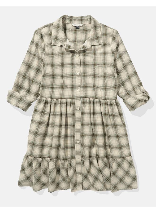 American Eagle Plaid Ruffle Dress - Image 3