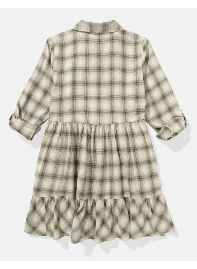 American Eagle Plaid Ruffle Dress