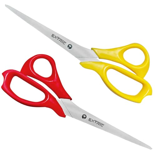 EXTRIC 7 AllPurpose Scissors 2 Pack Heavy Duty Stainless Steel Red Yellow