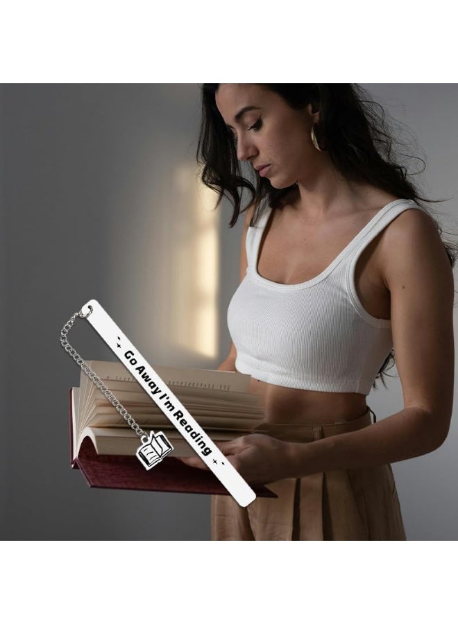 Gifts for Book Lovers Funny Bookmarks for Women Men Birthday Gifts for Readers Bookworm Gifts for Women Men Funny Gift for Book Club Friends Daughter Son Bookmark - Go Away I'm Reading - Image 2