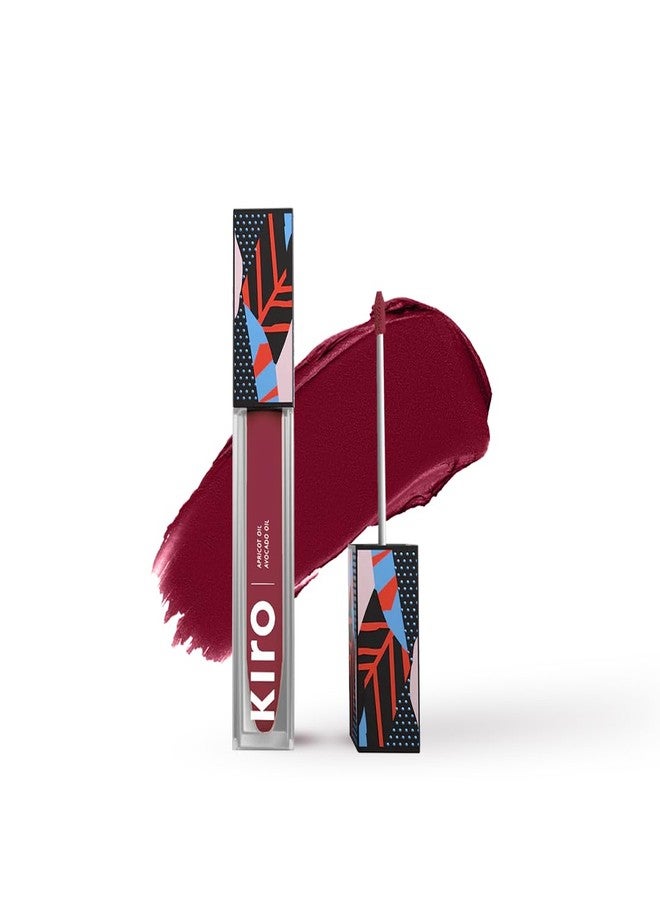 Kiro Non-Stop Airy Matte Liquid Lipstick - Velvet Merlot (Redish Pink), 5ml | Super-Pigmented, Long-Lasting, hydrating | Waterproof, Smudge-Proof, Lightweight | Infused with Avocado & Apricot Oil - Image 1