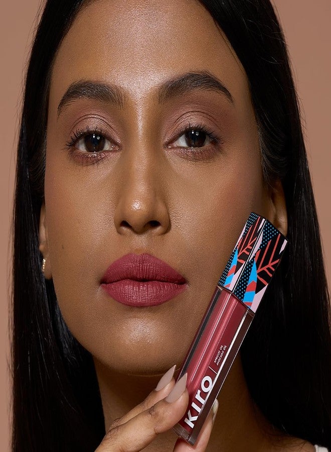 Kiro Non-Stop Airy Matte Liquid Lipstick - Velvet Merlot (Redish Pink), 5ml | Super-Pigmented, Long-Lasting, hydrating | Waterproof, Smudge-Proof, Lightweight | Infused with Avocado & Apricot Oil - Image 3