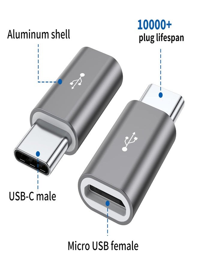 QianLink Micro USB to USB C Adapter,8-Pack Aluminum USB Type C Adapter Convert Connector Compatible with Samsung Galaxy S10 S9 S8 Plus Note 9 8, LG V40 V35 V30 V20 G7 G6,Pixel 2 XL,Moto Z2 Z3(Gray) - Image 2