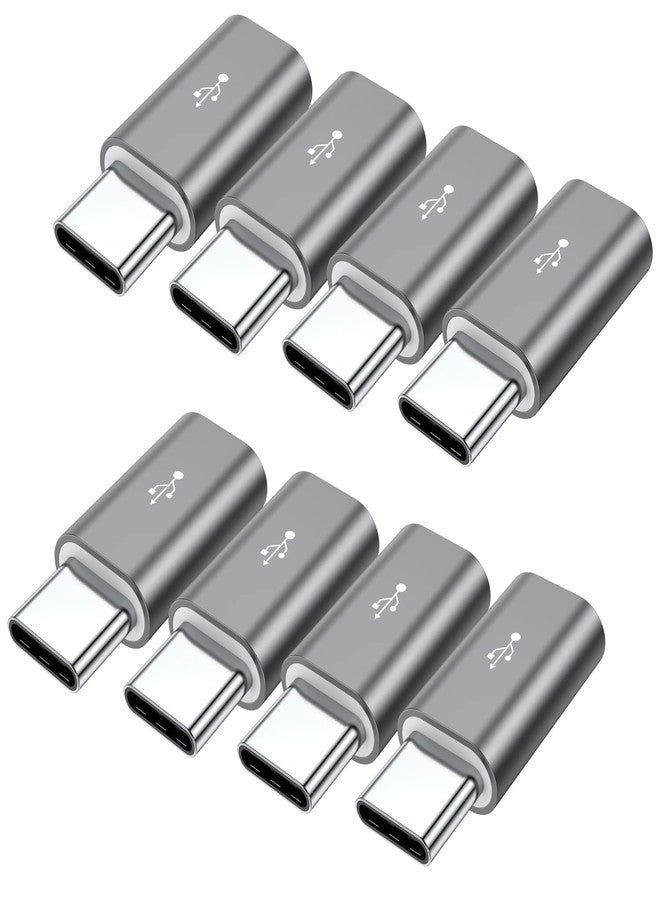 QianLink Micro USB to USB C Adapter,8-Pack Aluminum USB Type C Adapter Convert Connector Compatible with Samsung Galaxy S10 S9 S8 Plus Note 9 8, LG V40 V35 V30 V20 G7 G6,Pixel 2 XL,Moto Z2 Z3(Gray) - Image 1