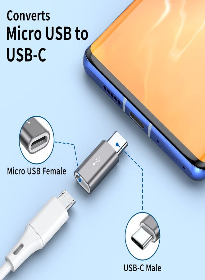 QianLink Micro USB to USB C Adapter,8-Pack Aluminum USB Type C Adapter Convert Connector Compatible with Samsung Galaxy S10 S9 S8 Plus Note 9 8, LG V40 V35 V30 V20 G7 G6,Pixel 2 XL,Moto Z2 Z3(Gray) - Image 3
