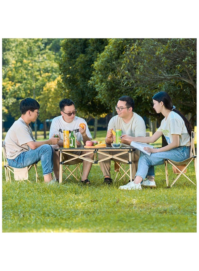MOMENT Camping Table and Chairs, Folding Picnic Table and Chairs 4, Roll-Up Foldable Table Set with Large Storage and Carrying Bag for Indoor Outdoor BBQ Party Fishing Beach, 95cm (L) X 55cm(W) - Image 2