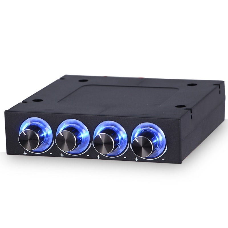 PC Fan Controller: 3.5" Drive Bay, Control 4 Fans Simultaneously, Blue LED Display - Reduce Noise, Manual Stepless Speed Adjustment for PC Enthusiasts - Image 1