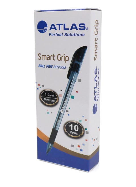10-Piece Smart Grip Ball Pen Medium Tip Black Ink