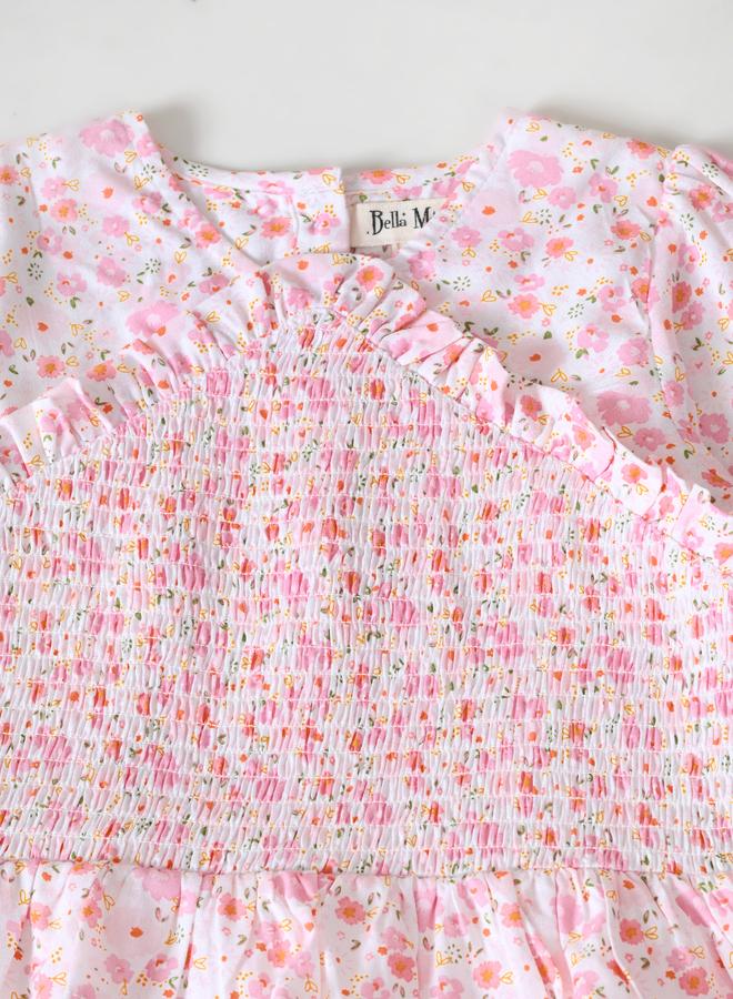 BELLA MODA Floral Smocked Bodice Dress - Image 4