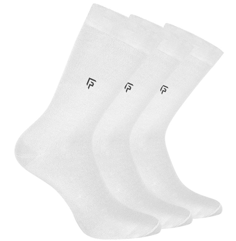 FOOTPRINTS Odour Free Organic Cotton & Bamboo Men's Formal Socks | White | Pack of 3 - Image 1