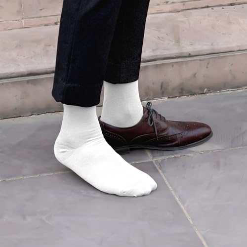 FOOTPRINTS Odour Free Organic Cotton & Bamboo Men's Formal Socks | White | Pack of 3 - Image 4