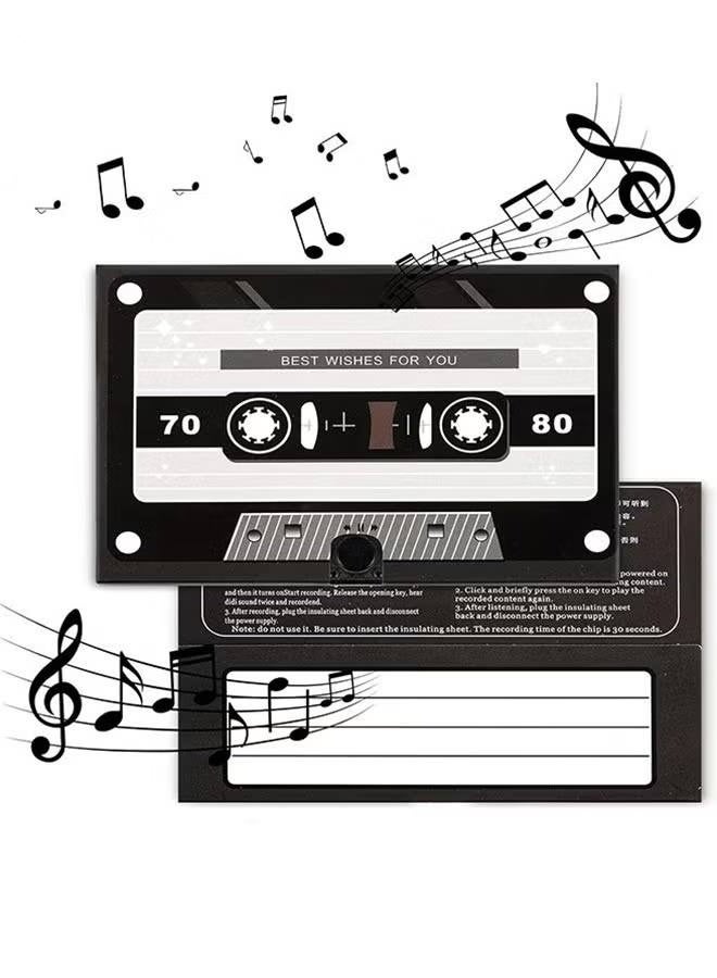 Voice Greeting Card - 60-Second Personalized Recordable Audio Card with Built-in Playback - Retro Style Talking Sound Card for Birthday, Wedding, and Special Occasions - Black - Image 1