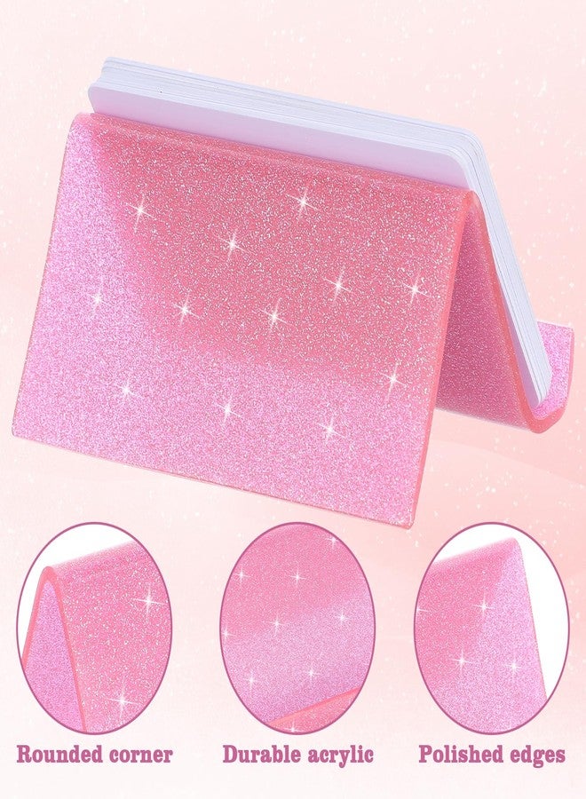 HaiFafafaing Pink Business Card Holder for Desk, Acrylic Cute Business Card Holders Desk - Image 4