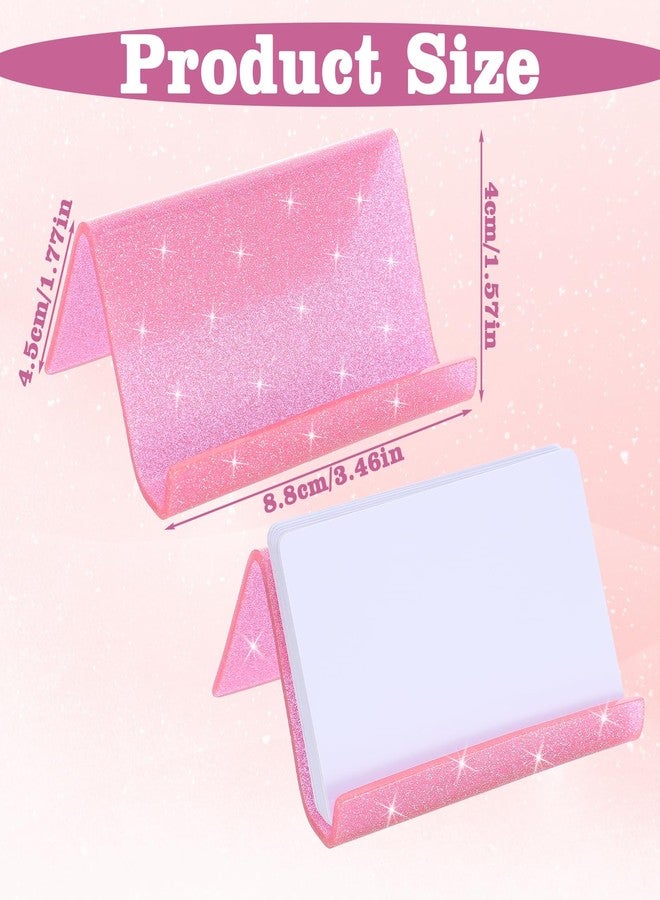HaiFafafaing Pink Business Card Holder for Desk, Acrylic Cute Business Card Holders Desk - Image 2