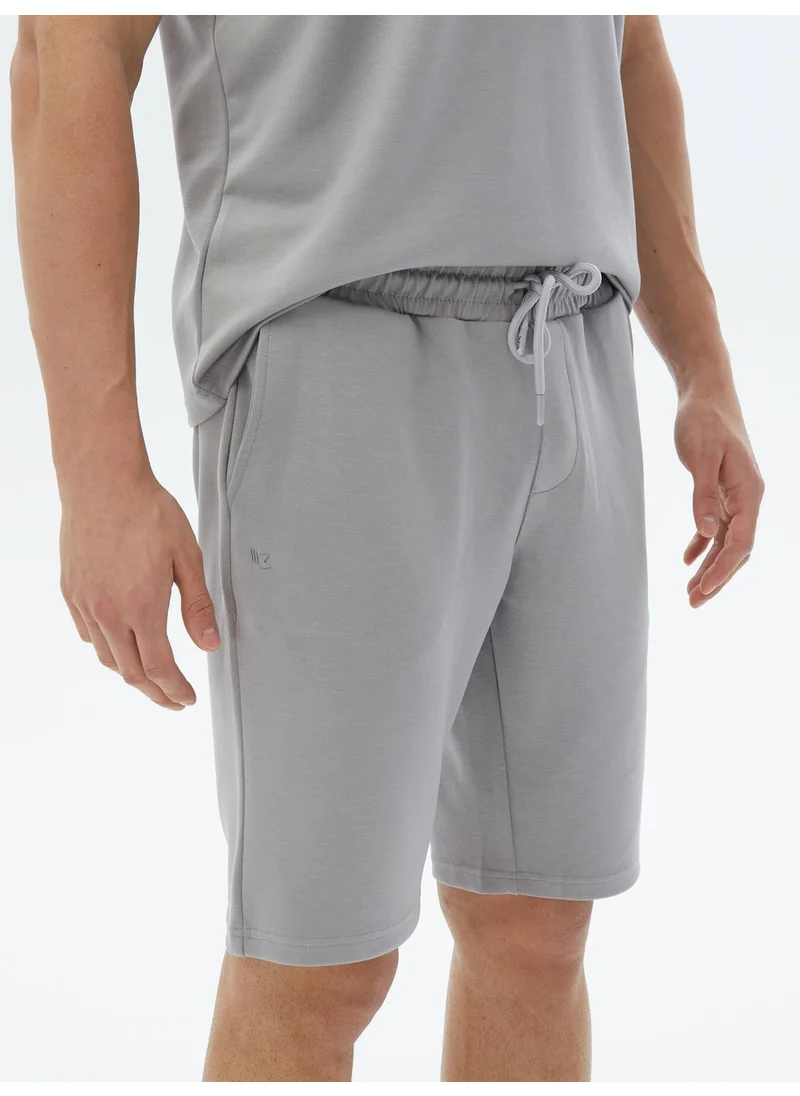 Kip Gray Plain Knitted Jogging Fit Casual Bermuda